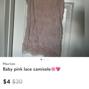Maurices Soft Pink Lace Trim Camisole